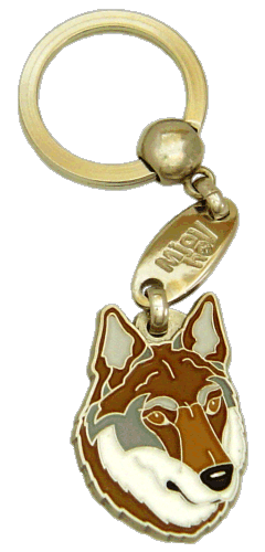 Cão lobo checoslovaco marrom <br> (chaveiro, Gravado incluído)